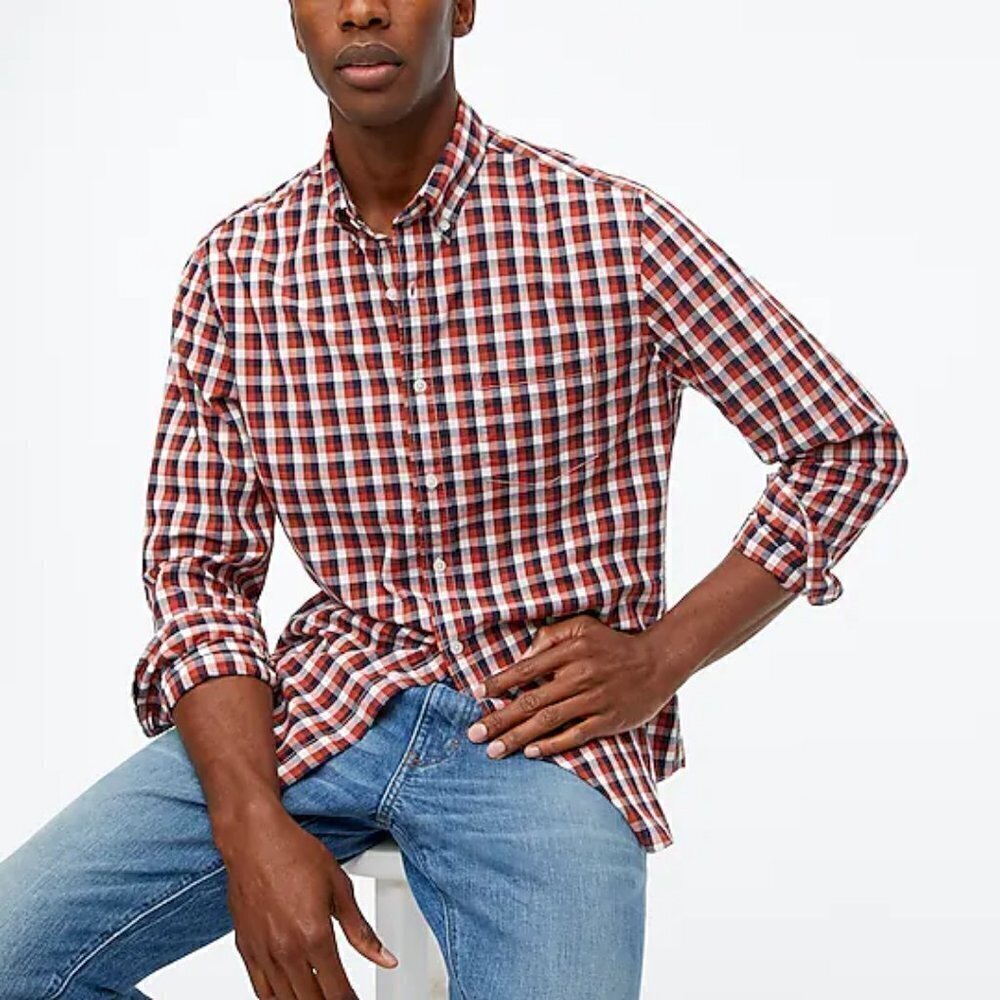 J Crew Gingham flex casual shirt NWOT